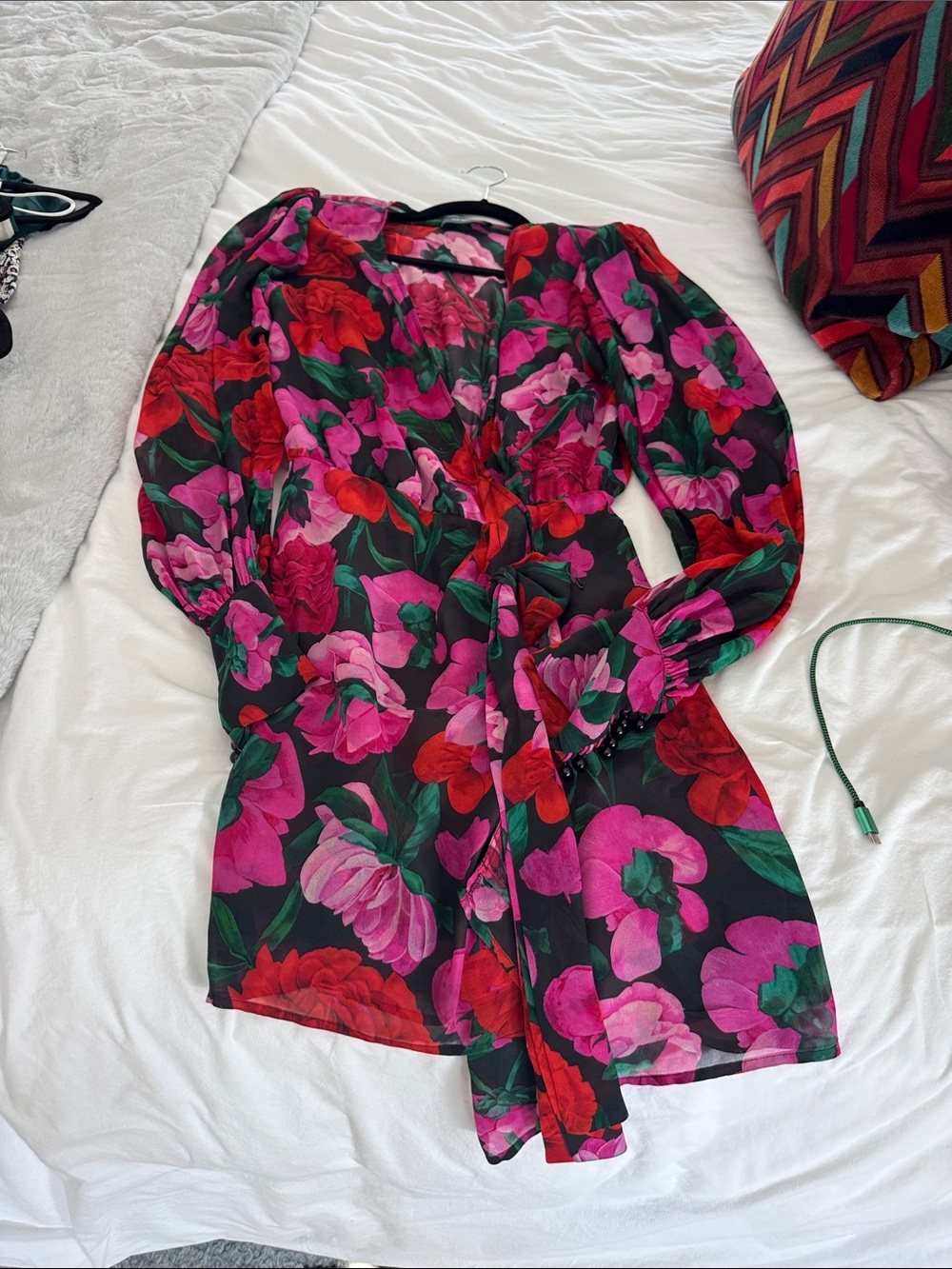 The Kooples Floral Black Pink Red Green Blouse